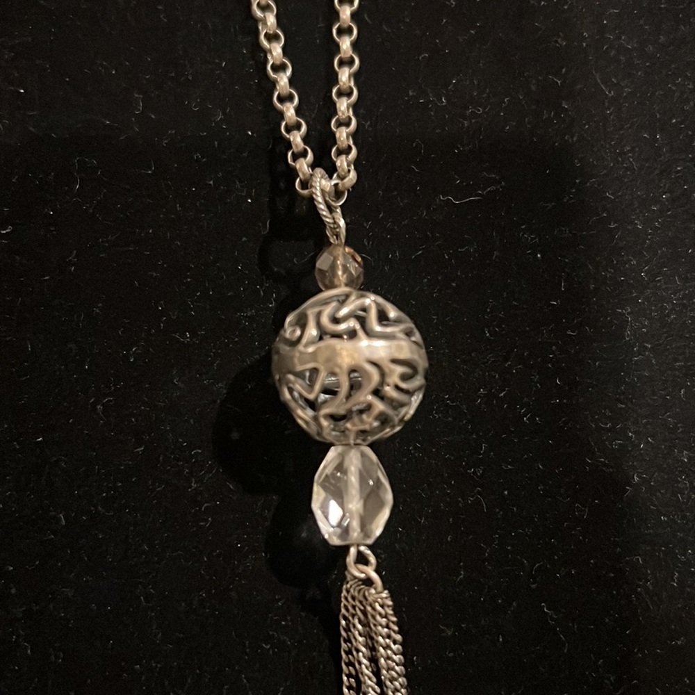 Silpada smoky, quartz, crystal and sterling, silver tassel necklace - Picture 3 of 3